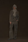 Mutedance 24 Autumn and Winter Flower Dye V-Neck Top Series MD-MD24FW58-GRAY MD24FW58 MD24FW59